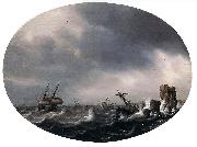 Simon de Vlieger Stormy Sea Spain oil painting artist